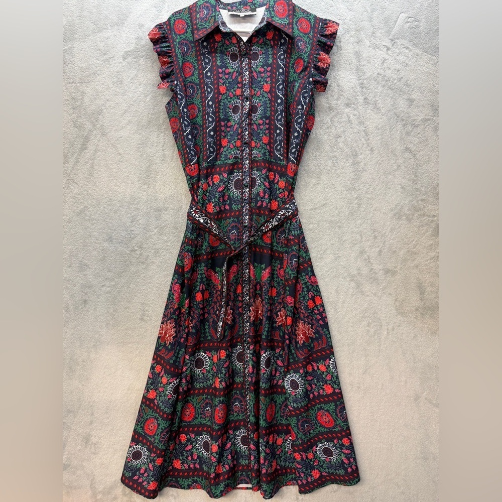 Dalia MacPhee Dress Size XL Multicolor Floral Midi Dress Ruffle Dainty Maxi - Picture 6 of 6